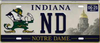 Indiana license plate ND